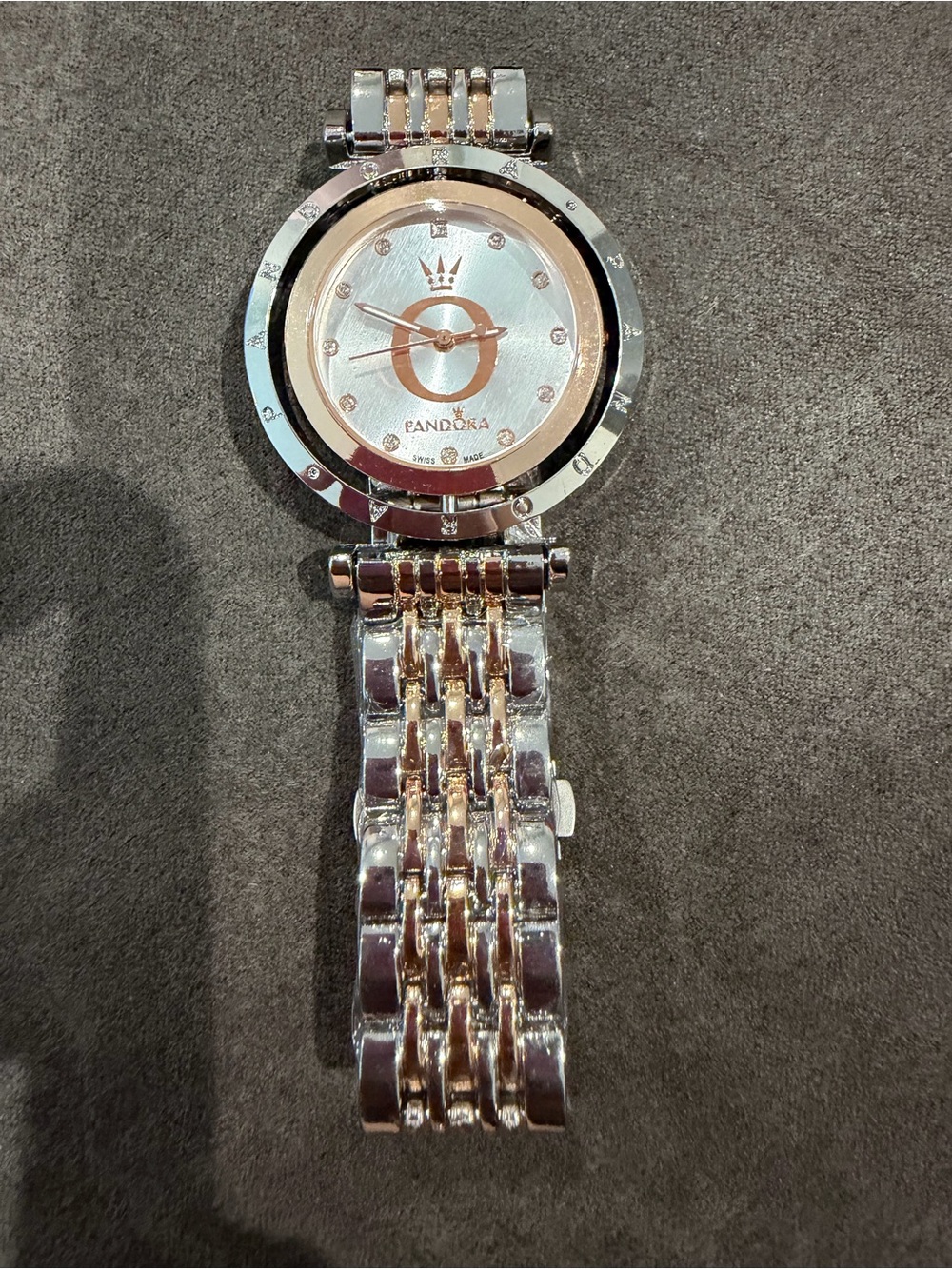 New Pandora Two-Tone Silver and Rose Gold Women's Bracelet Watch